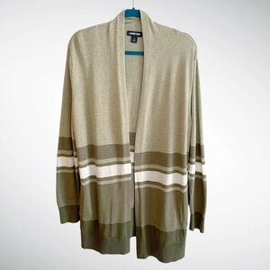 Lands End 100% Cotton Striped Open Cardigan Tunic-Length